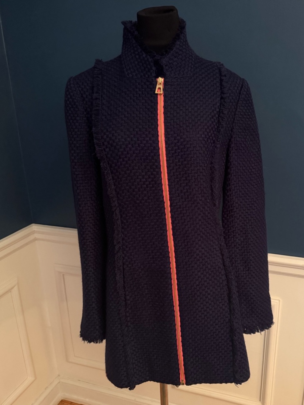 Sail to Sable Navy Tweed Coat Jacket